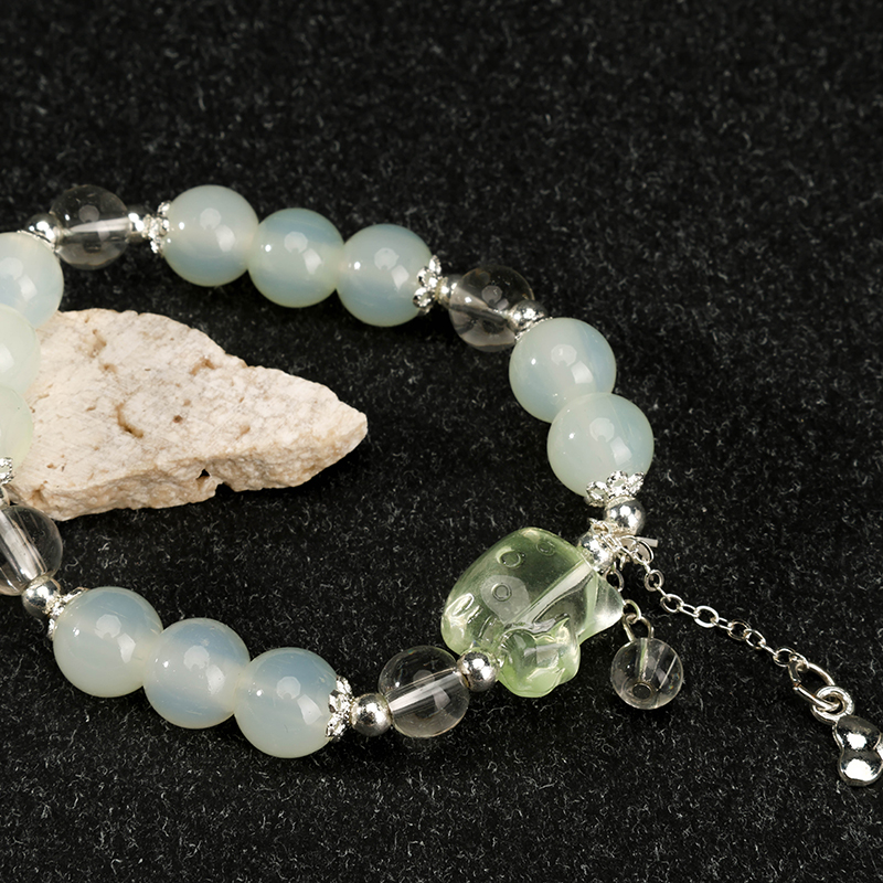 Ice Transparent Bead Cat Bone Bracelet Glass 4021001064