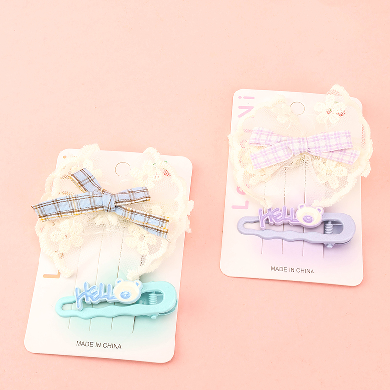 Mesh Bow Set Duckbill Hair Clip