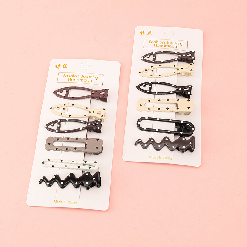 Six Polka Dot Fish Duckbill Hair Clips