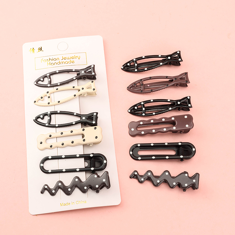 Six Polka Dot Fish Duckbill Hair Clips
