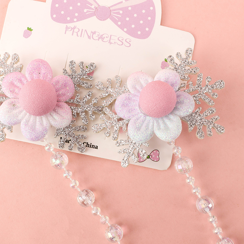 Glitter Flower Duckbill Hair Clip Alloy Polyester 4010402624