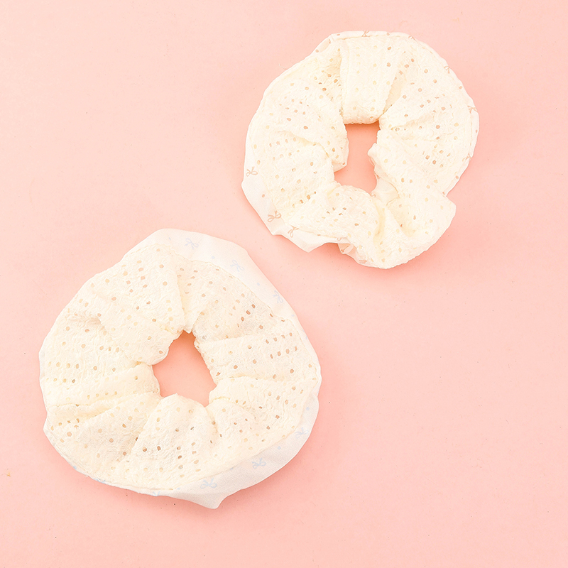 Basket Embroidery Double Colon Ring Hair Scrunchie 4012101748