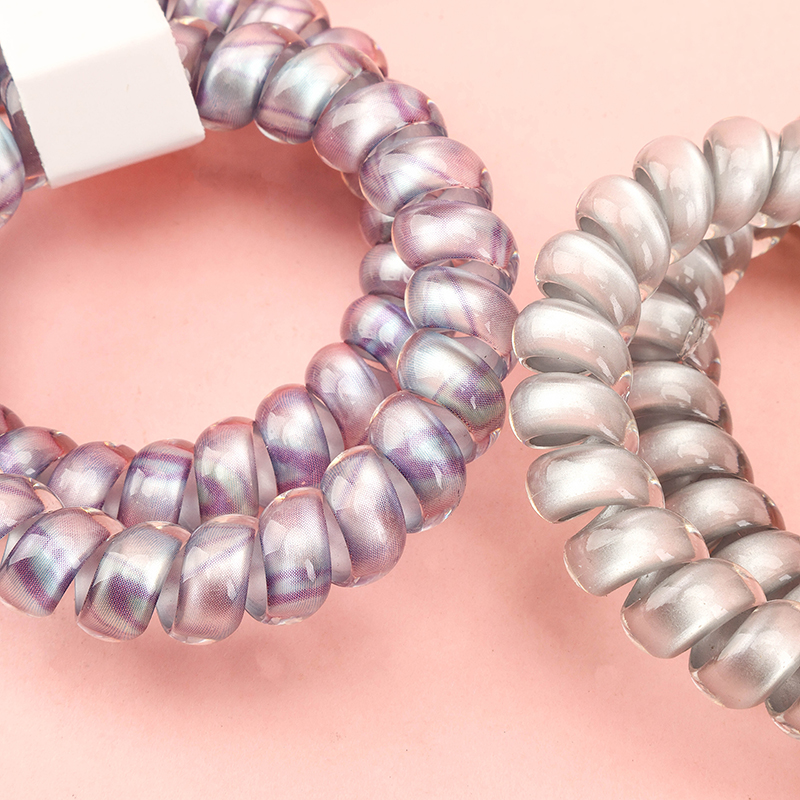Boxed Two Pearlescent Silver Gray Telephone Wires PUT Hair Tie 4012300185