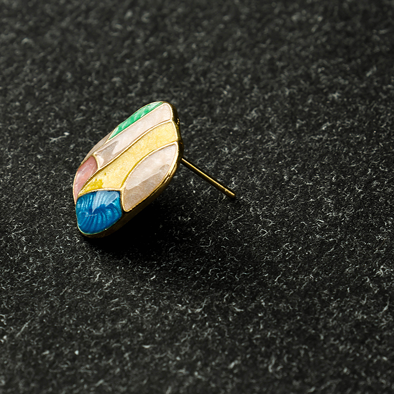 Korean Style Contrast Block Ear Studs