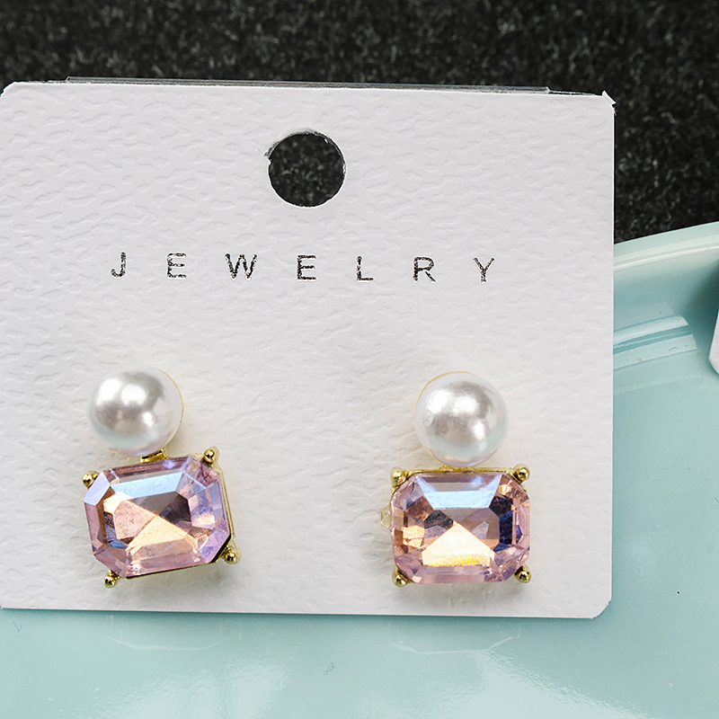 Square Zircon Pearl Ear Studs