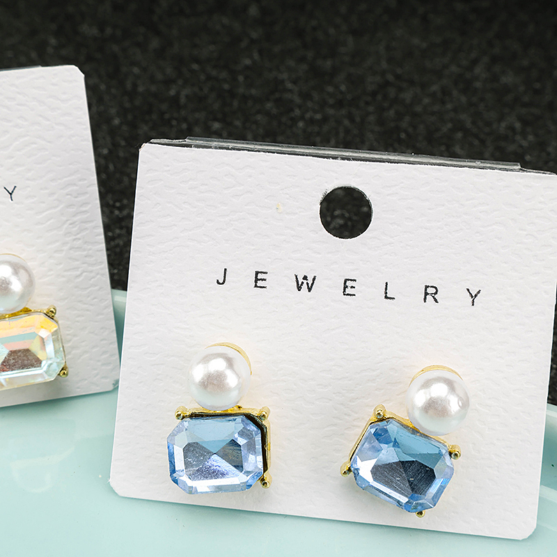Square Zircon Pearl Ear Studs