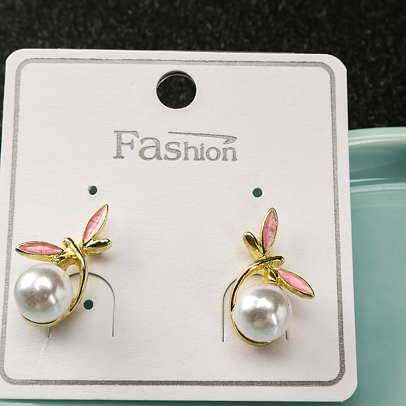 Long Butterfly Pearl Ear Studs Alloy 4020101033