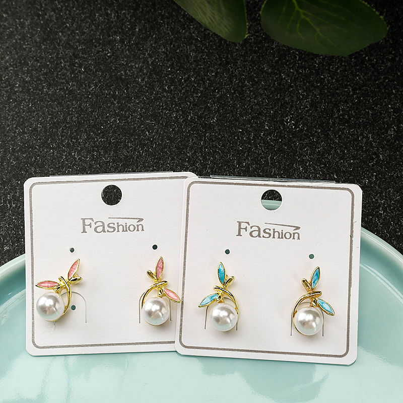 Long Butterfly Pearl Ear Studs Alloy 4020101033