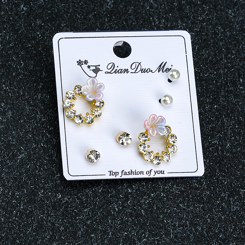 Colorful Wreath Ear Studs 3 Pair