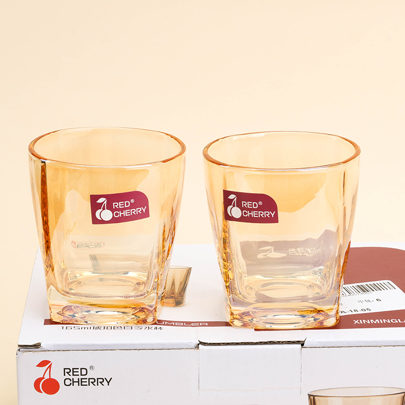 Red cherry 306C small square glass (amber, 165ml)