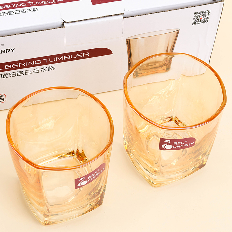 Red cherry 306C small square glass (amber, 165ml)
