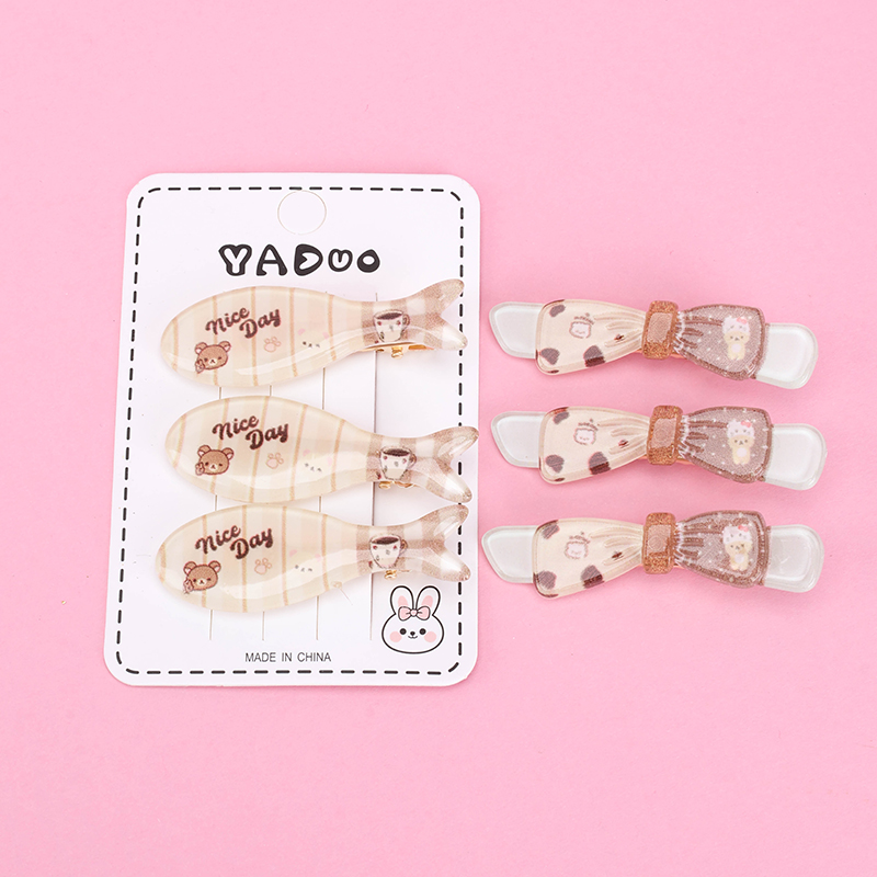 Milk Tea Printed Duckbill Hair Clip