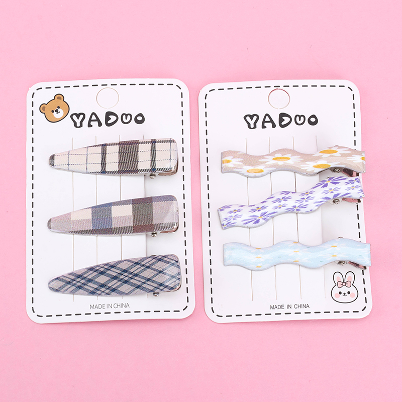 Three Colorful Enamel Printed Duckbill Hair Clips