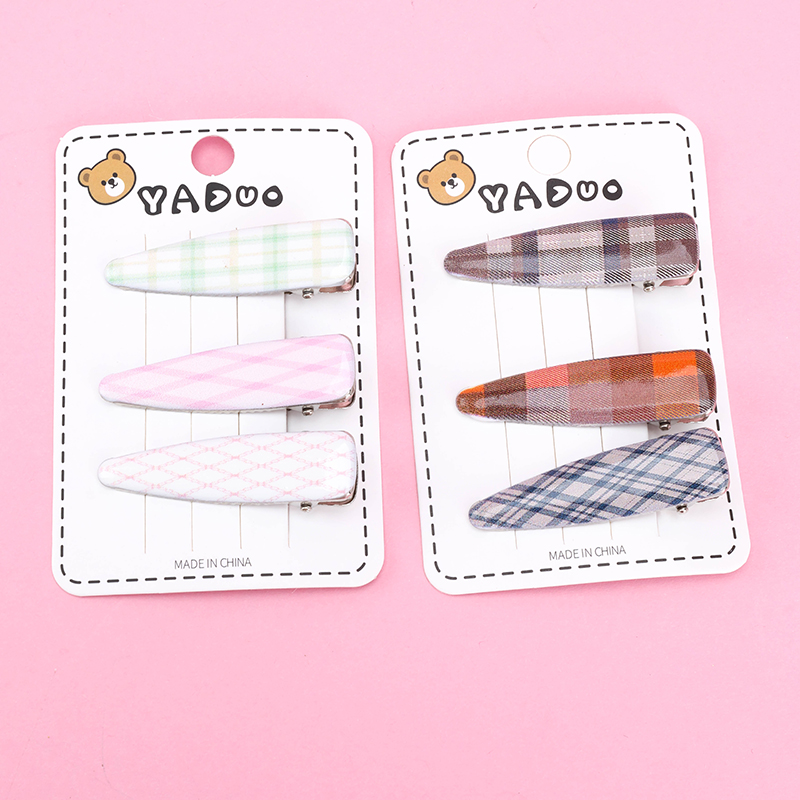 Three Colorful Enamel Printed Duckbill Hair Clips