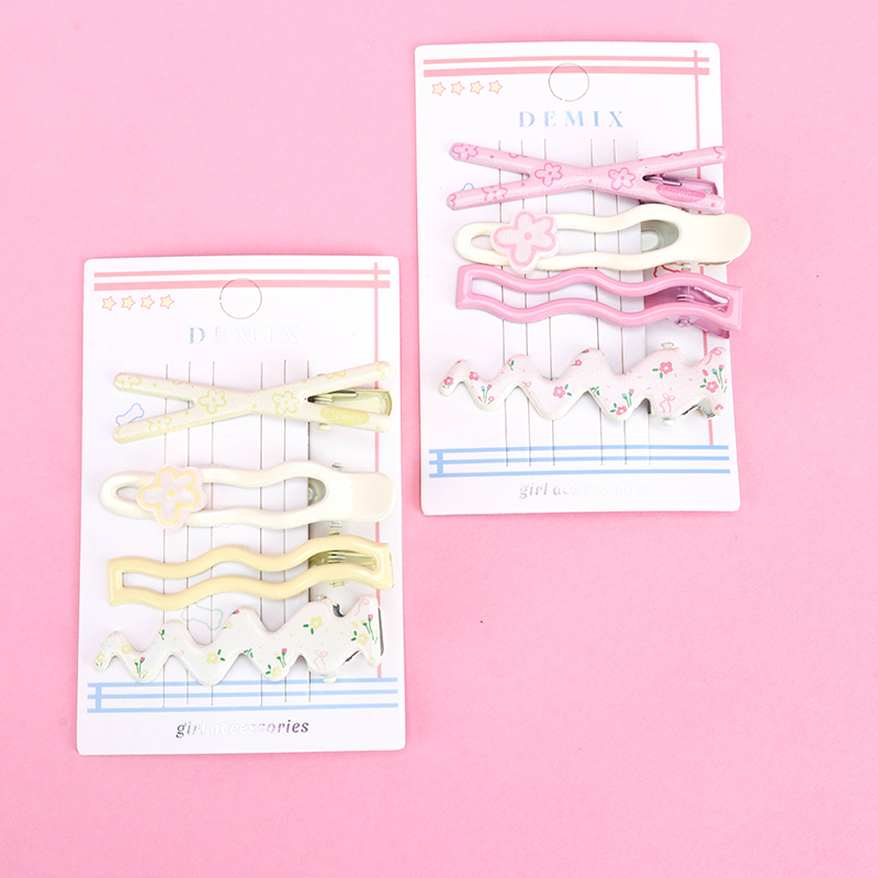 Colorful Printed Duckbill Hair Clip 4-Pack