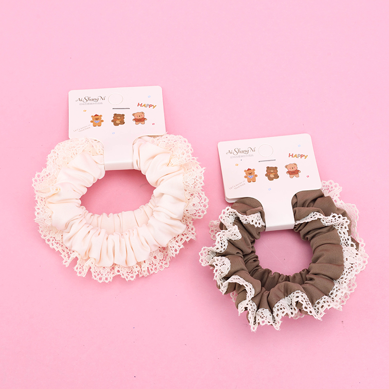 Two Single-Color Lace Loops Fabric Hair Tie 4012101754