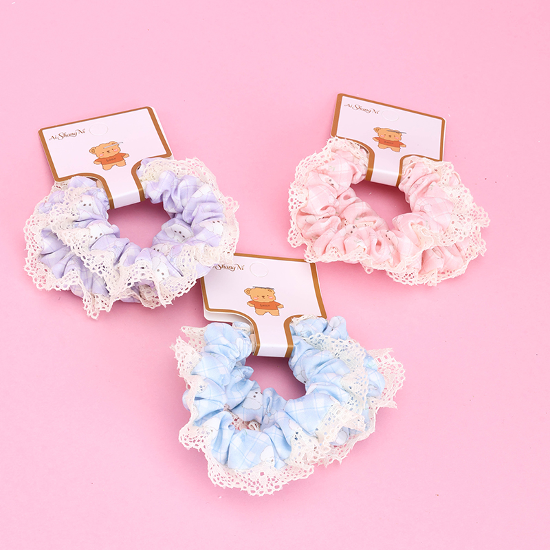 Two Check Loops Fabric Hair Tie 4012101757