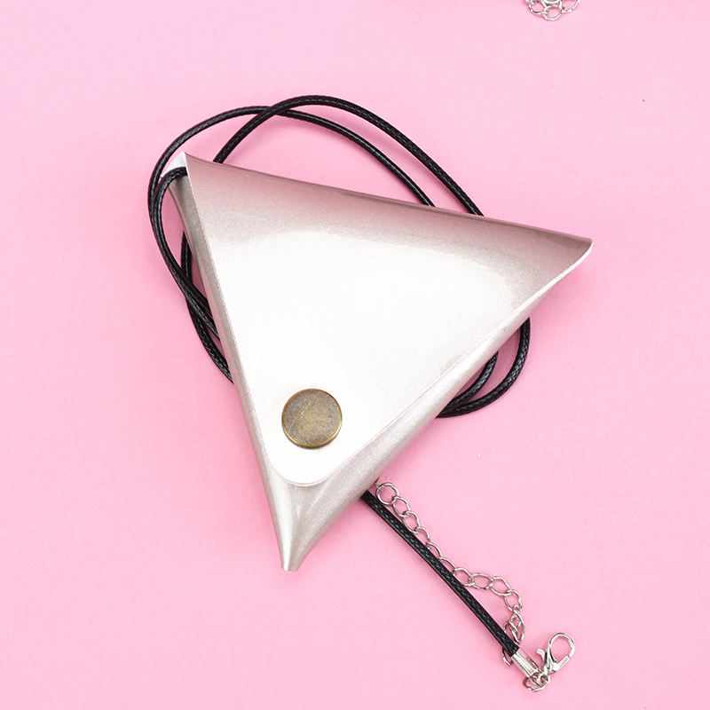 Glossy Snap Button Triangle Neck Bag