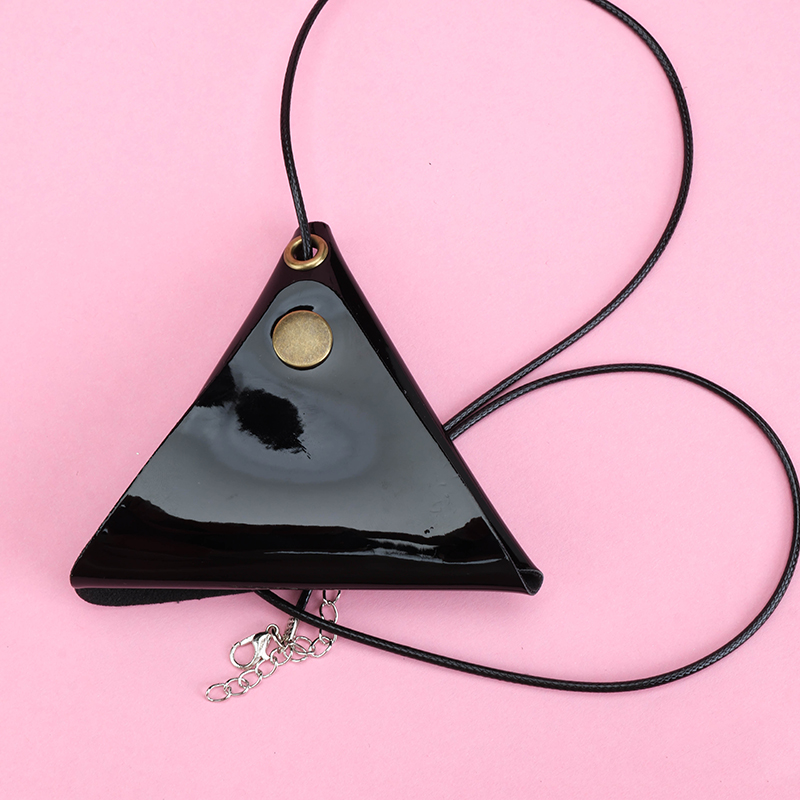 Glossy Snap Button Triangle Neck Bag