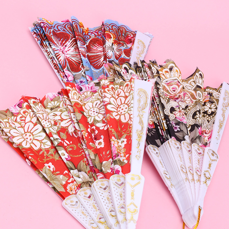 White Handle Gold Foil Chinese Folding Fan