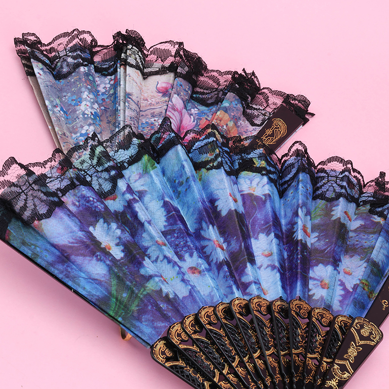 Black Handle Lace Vintage Folding Fan