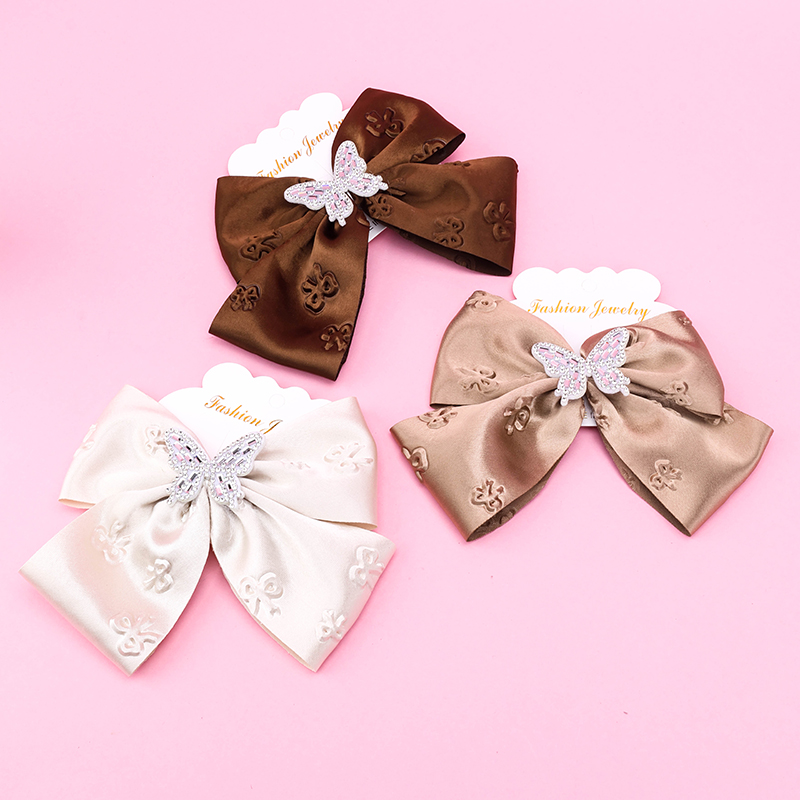 Large Bow Butterfly Rhinestone Duckbill Hair Clip