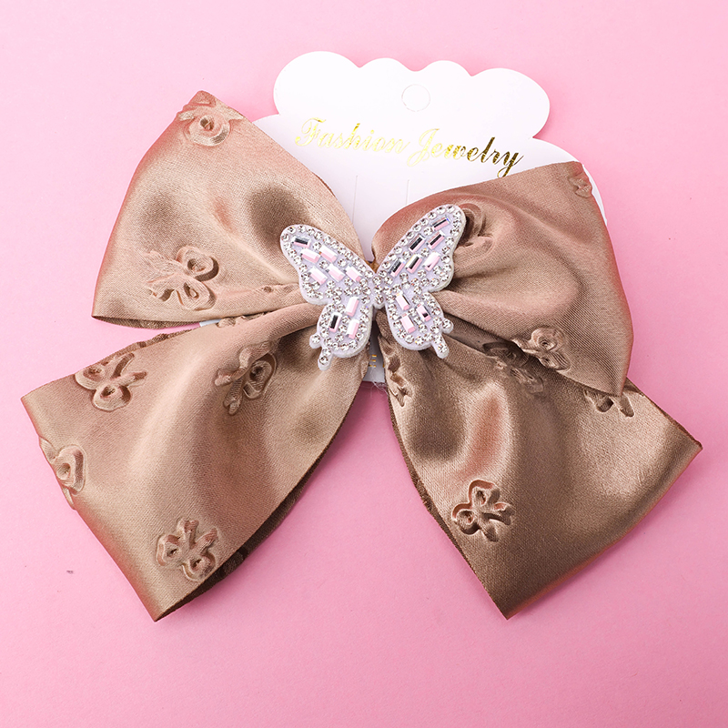 Large Bow Butterfly Rhinestone Duckbill Hair Clip