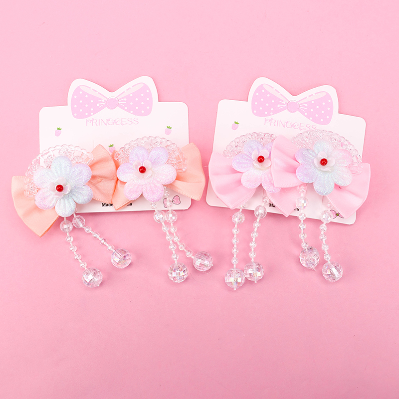 Glitter Flower Fan Bead Duckbill Hair Clip Alloy Polyester 4010402666