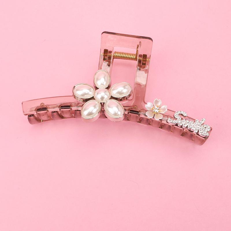 13 cm Single-Sided Large Flower Pearl Hair Claw Clip Plastic 4011801158