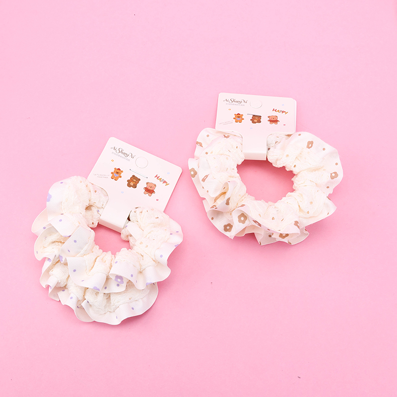 Basket Pack Two Dot Splice Intestinal Circle Fabric Hair Tie