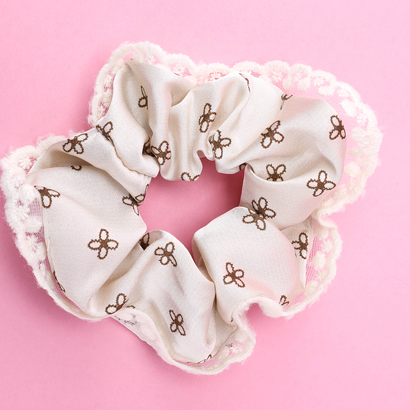 Spring Color Printed Gauze Lace Scrunchie 4012101799