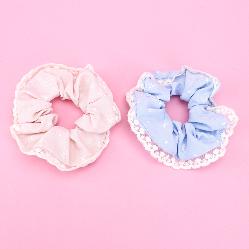 Printed Bow Tie Gauze Lace Scrunchie 4012101801