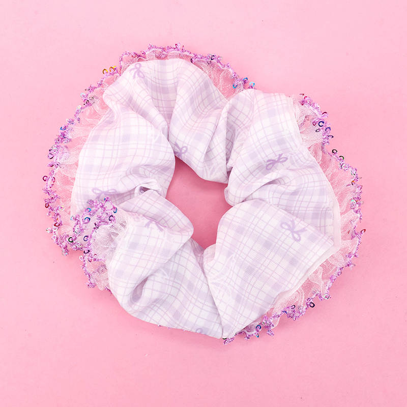 Boxed Colorful Check Lace Bowel Ring Hair Scrunchie 4012101812