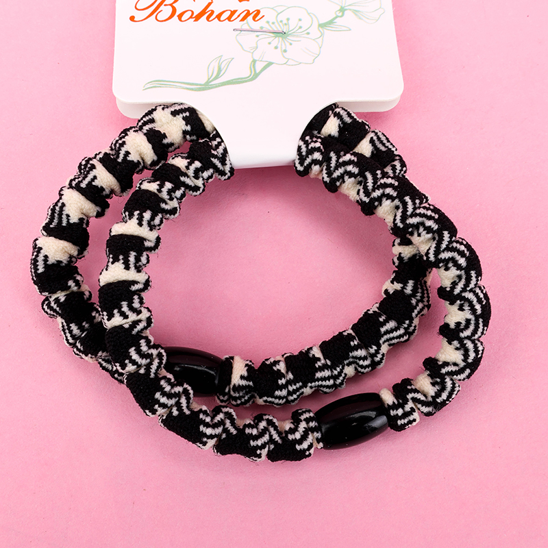 Boxed Two Curry Crumpled Rubber Bands Nylon Hair Tie