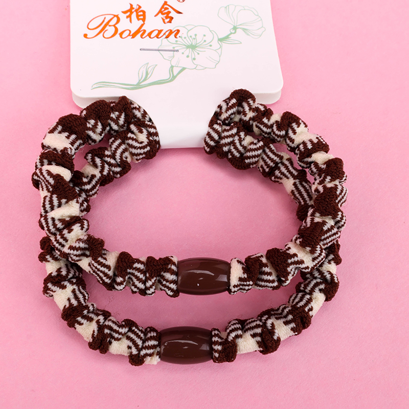 Boxed Two Curry Crumpled Rubber Bands Nylon Hair Tie
