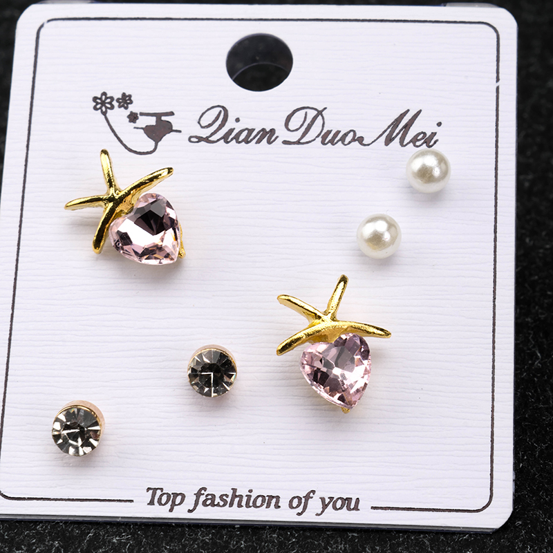 Exquisite Zircon Ear Studs 3 Pair