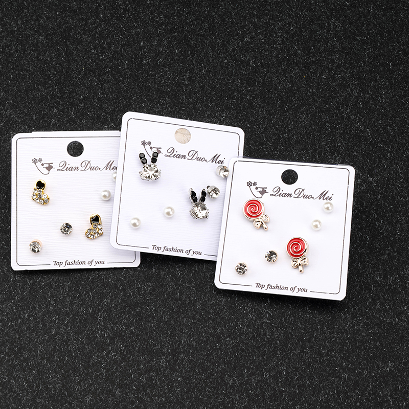 Exquisite Zircon Ear Studs 3 Pair