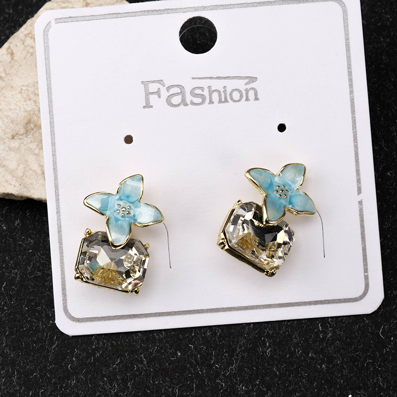Long Enamel Zircon Ear Studs