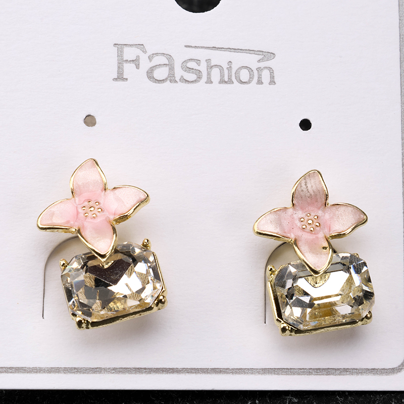 Long Enamel Zircon Ear Studs