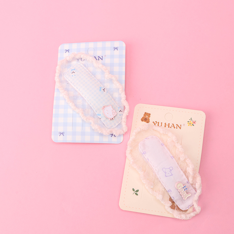 Lace Trim Printed BB Hair Clip Box Alloy 4010200525