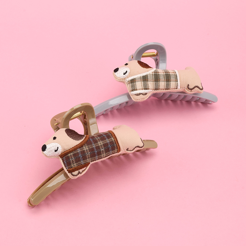 13 cm Fabric Dachshund Large Hair Claw Clip Plastic 4011801163