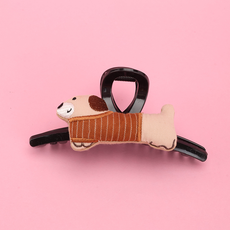 13 cm Fabric Dachshund Large Hair Claw Clip Plastic 4011801163