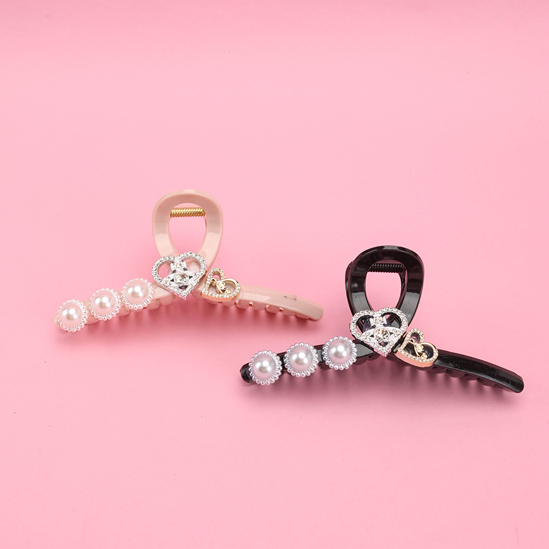 13 cm Pearl Heart Large Hair Claw Clip