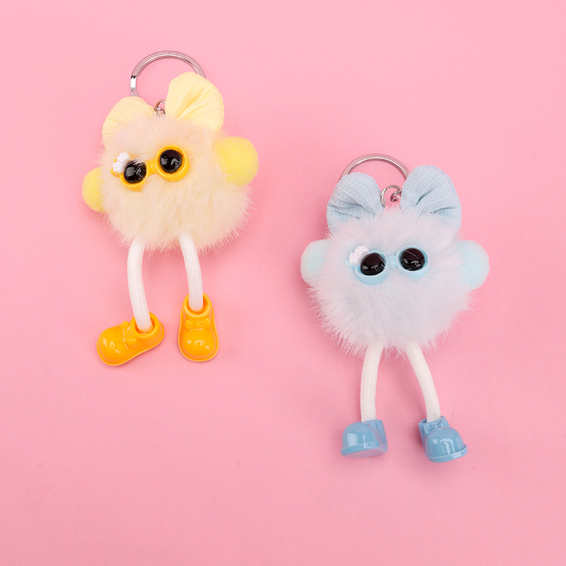 Colorful Bow Pompom Bag Charm