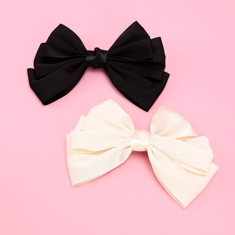 Box Solid Color Double Layer Bow Duckbill Hair Clip Alloy Fabric 4010402672
