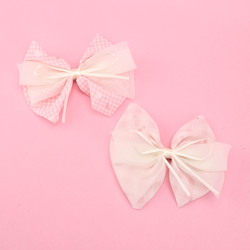 Bag Plaid Mesh Bow Duckbill Hair Clip Alloy Polyester 4011200382