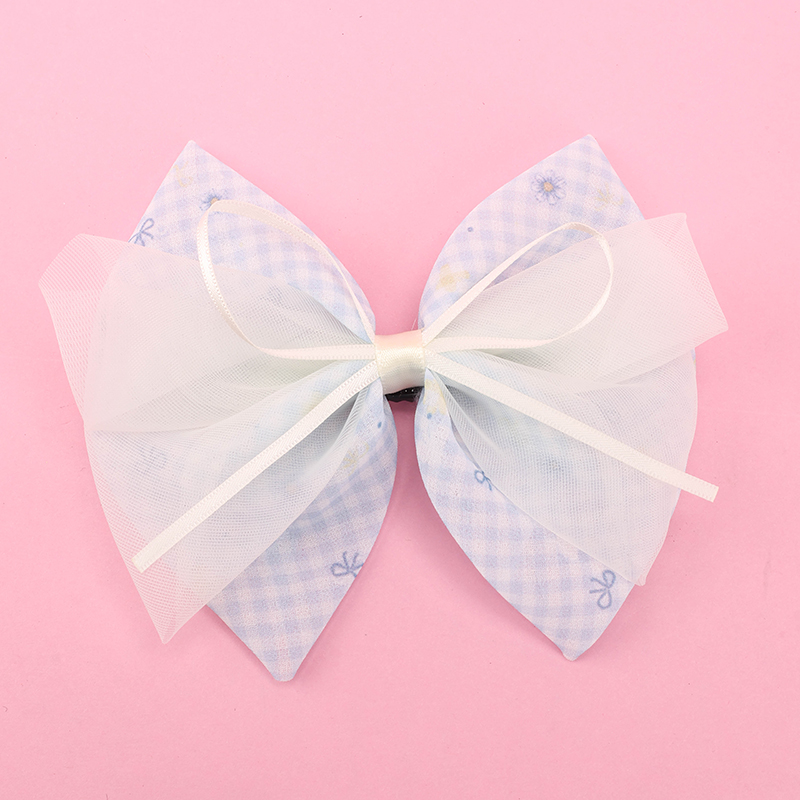 Bag Plaid Mesh Bow Duckbill Hair Clip Alloy Polyester 4011200382