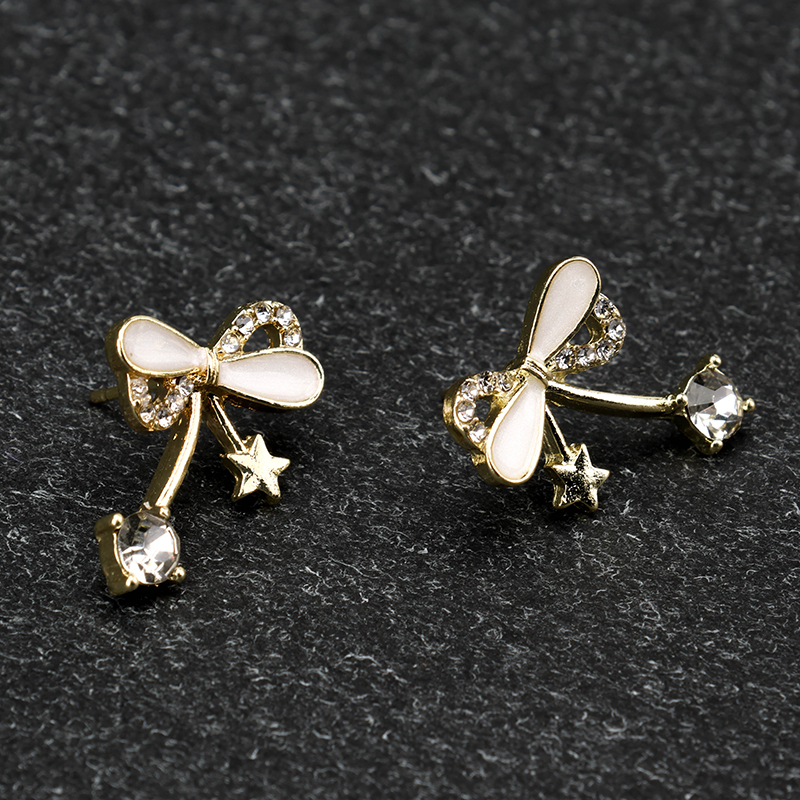 Bow Rhinestone Ear Studs