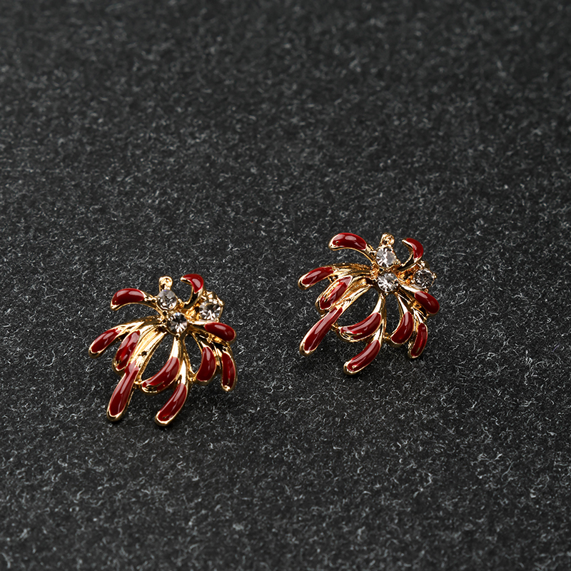 Red Firework Ear Studs
