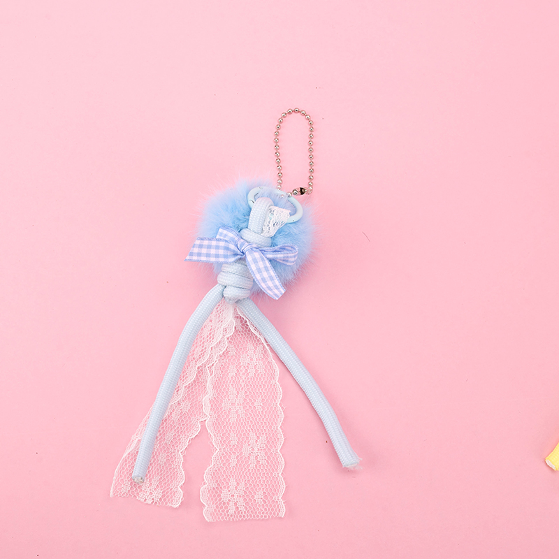 Lace Ribbon Pompom Bag Charm